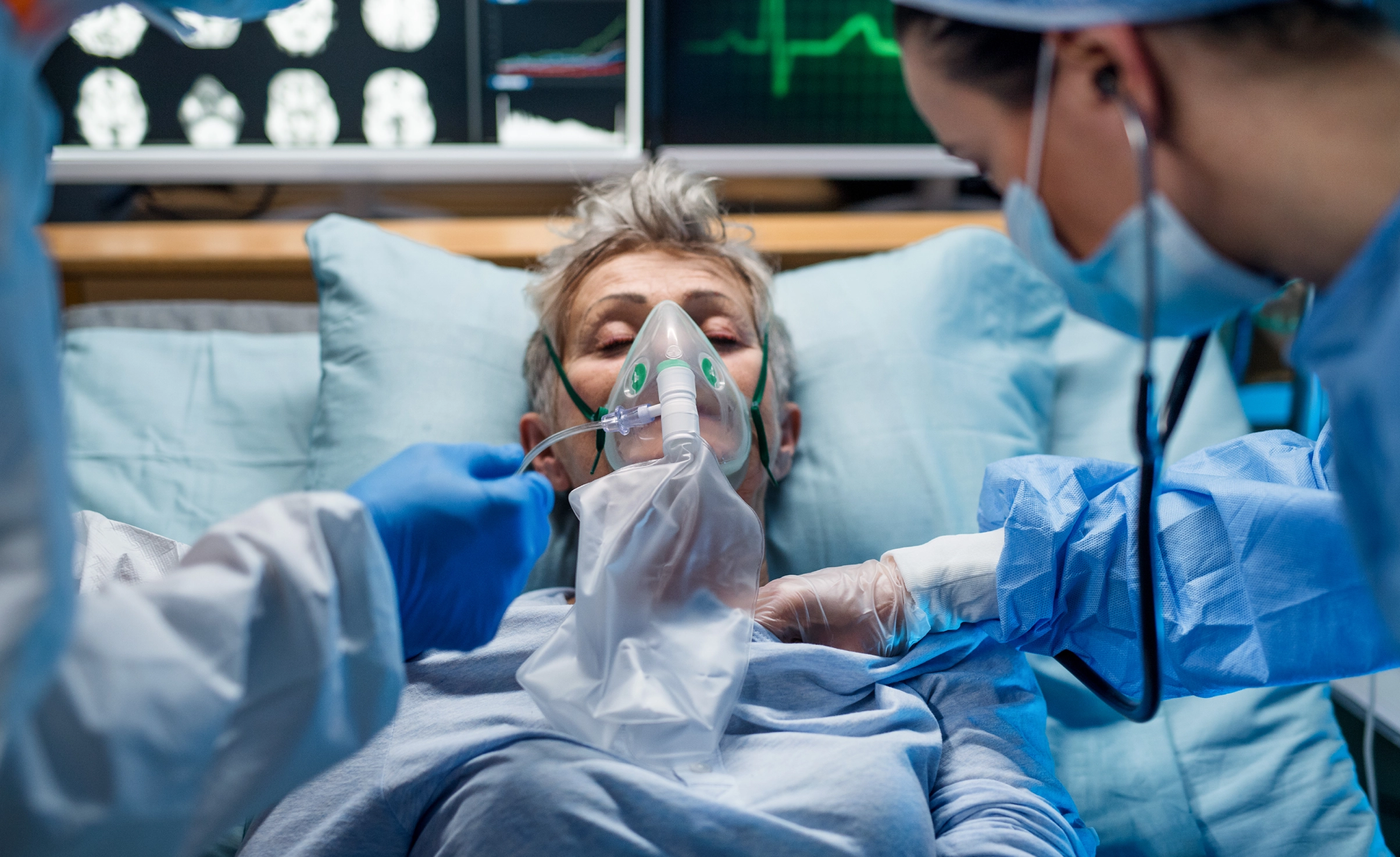 female patient in intensive care